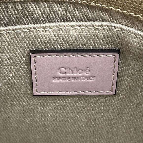 Chloe Woody Canvas Leather Tote Bag Handbag Shoulder - Picture 9 of 10